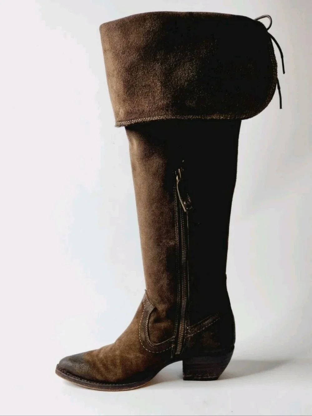 FRYE Women's Sacha Brown Suede The Over Knee Western Boots! Size 7B